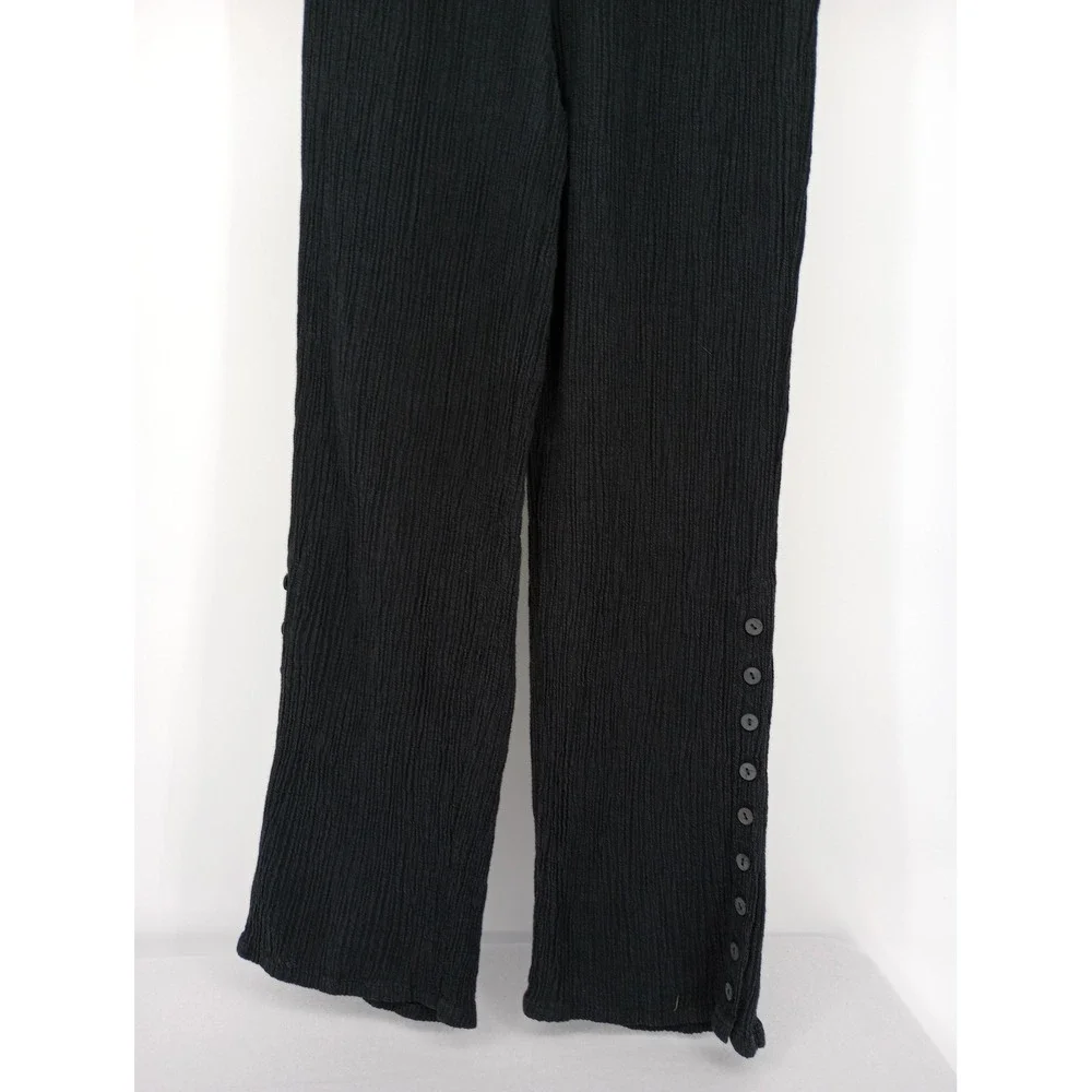 Soft Surroundings Pants Women S Black Ribbed Knit Button Hem